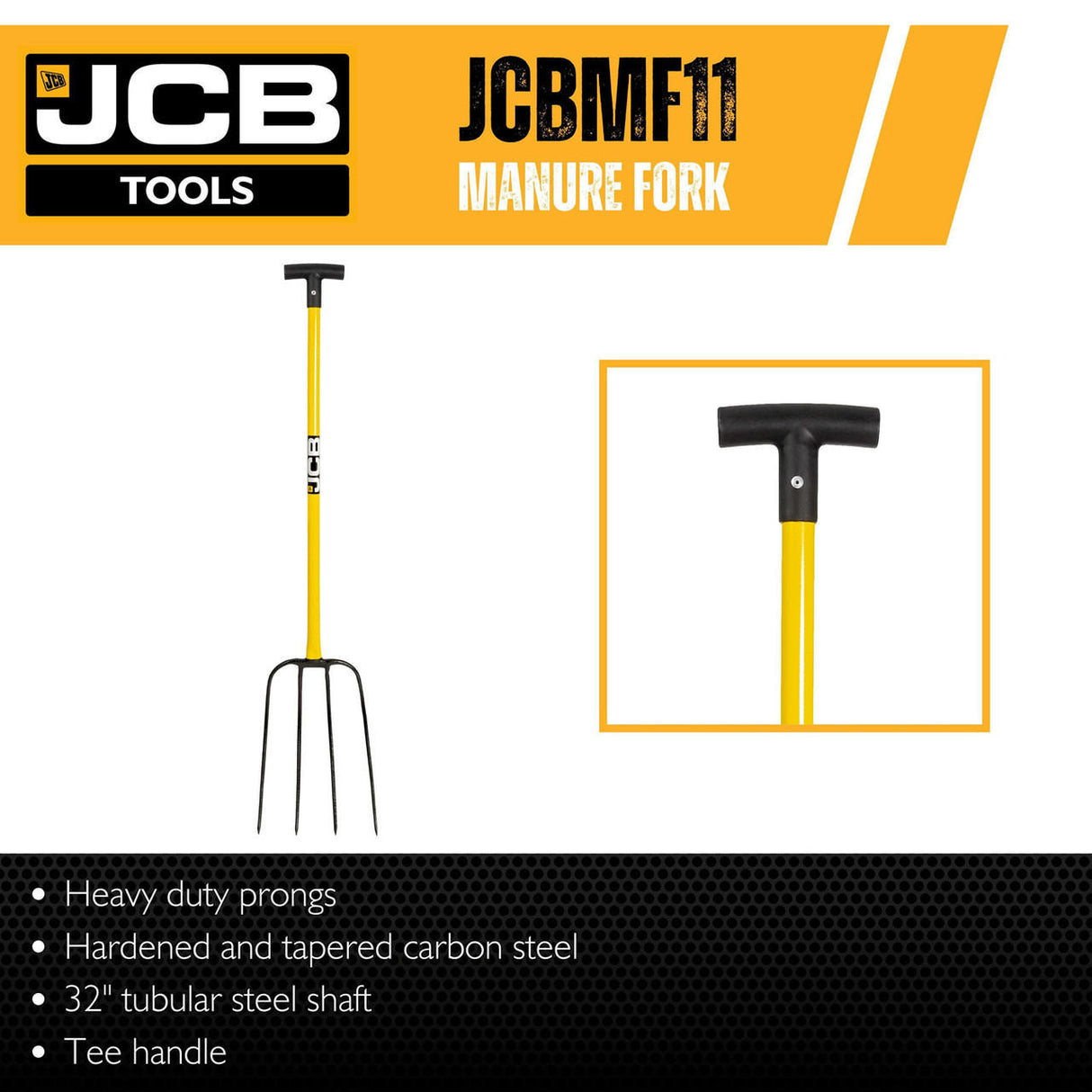 jcb tools JCB Professional Manure Fork 4 Prong T Handle | JCBMF11