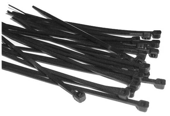 370mm x 7.6mm Cable Tie - Black - Packs of 100