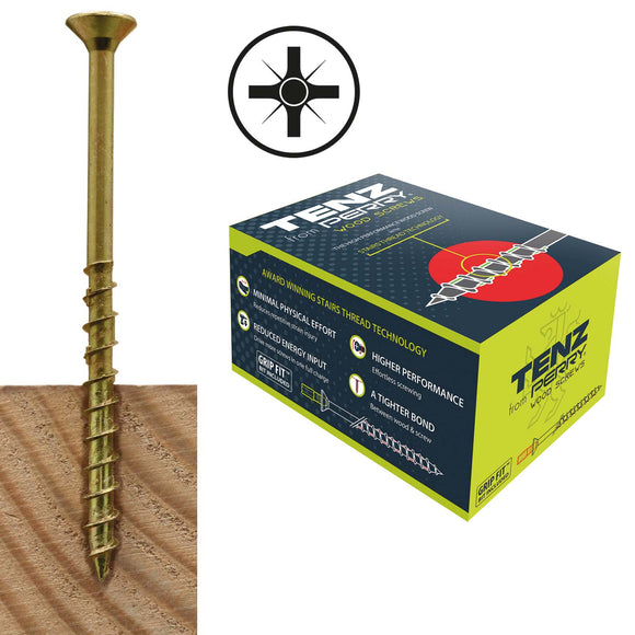 3.5 x 30mm No.6090 TENZ from Perry High Performance Wood Screws - Pozi Head - 200 pack