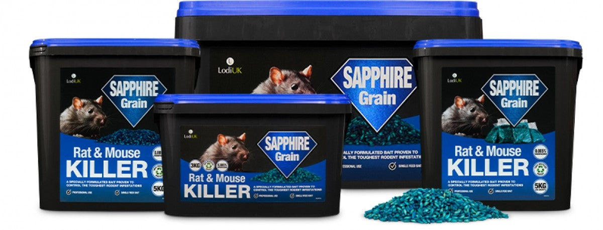 Sapphire Grain - A Mix of Whole & Cut Wheat Brodifacoum Based Bait - 10kg - Professional Use Only