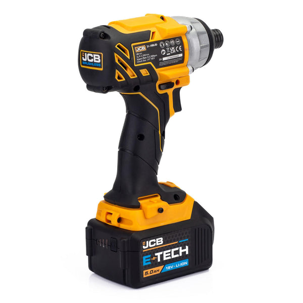 JCB 18V BRUSHLESS IMPACT DRIVER, 5AH BATTERY AND CHARGER | 21-18BLID-5X-B