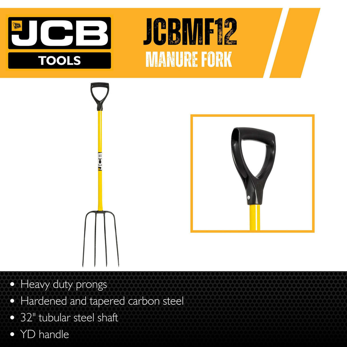 jcb tools JCB Professional Manure Fork 4 Prong D Handle | JCBMF12
