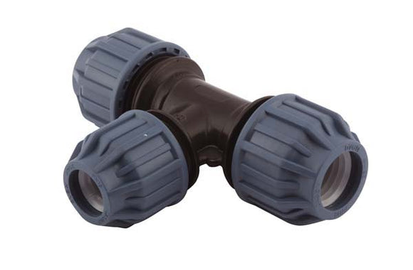 32mm x 25mm x 32mm Reducing Compression T-Piece 90°, Compression x Compression x Compression