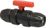 32mm Ball Valve PP, with secured ball, Compression x Compression