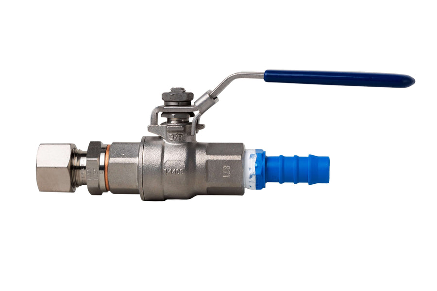 Ball Valve 3/8" with End & Hose Connector for Lubing Top-Climate Misting System