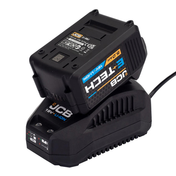 jcb tools JCB 18V 5.0Ah Lithium-ion Battery and 2.4A Fast Charger | 21-50LIBTFC