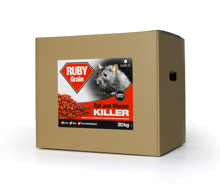 Ruby Grain - Difenacoum - Rat & Mouse Killer - 20kg - (Professional Use Only)